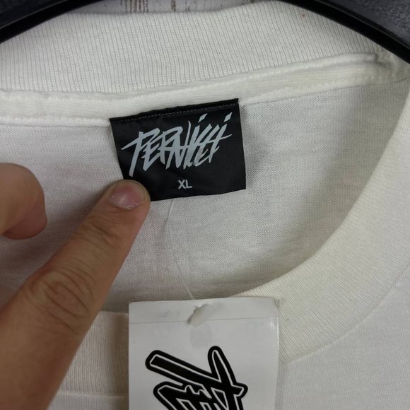Vintage Pernicci Spiral Grunge XL Casual T-Shirt‎ White New Men Single Stitching - Picture 5 of 11